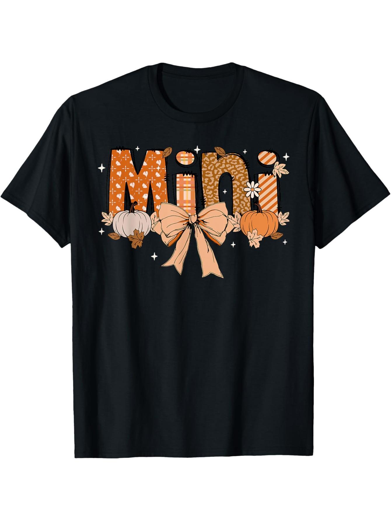 Mini Pumpkin Fall Coquette Bow Thanksgiving Mom Women's T-Shirt