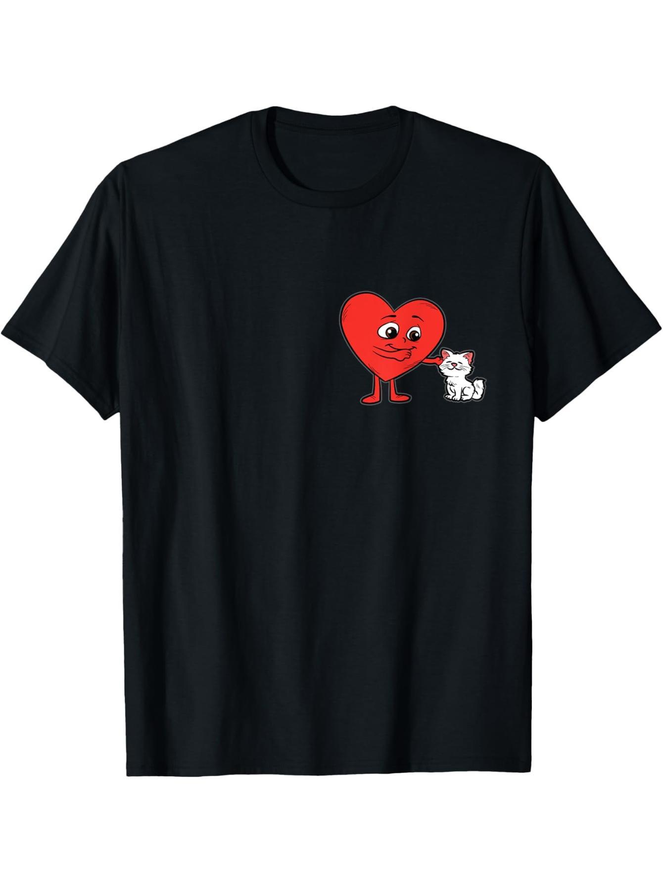 Heart-shaped cat Valentine's Day cute kitten lover kitten love T-shirt