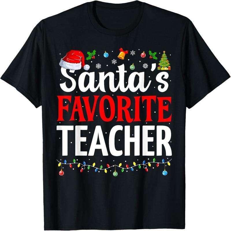 Santa's Favorite Teacher Christmas Funny Christmas Teacher T-Shirt