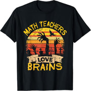 Math Teacher Loves Brains Halloween Teacher Education T-Shirt
