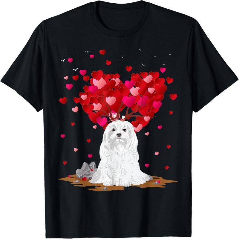 Fun Maltese Dog Lovers Heart-Shaped Maltese Valentine T-Shirt