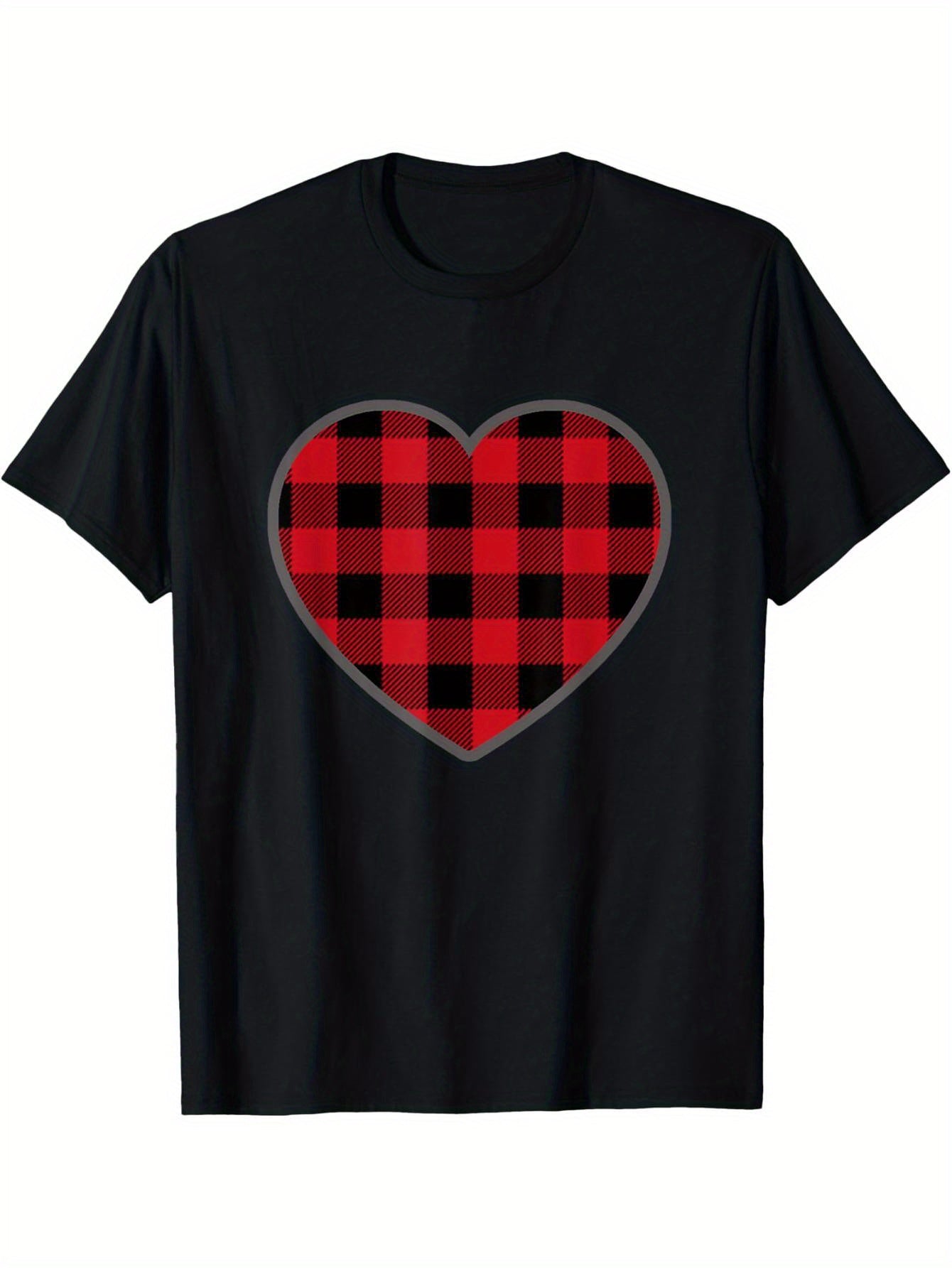 Valentine's Day Buffalo Checked T-Shirt for Boyfriends and Girlfriends