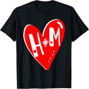 2022 Valentine's Day Couple Red Love H + M Couple T-Shirt