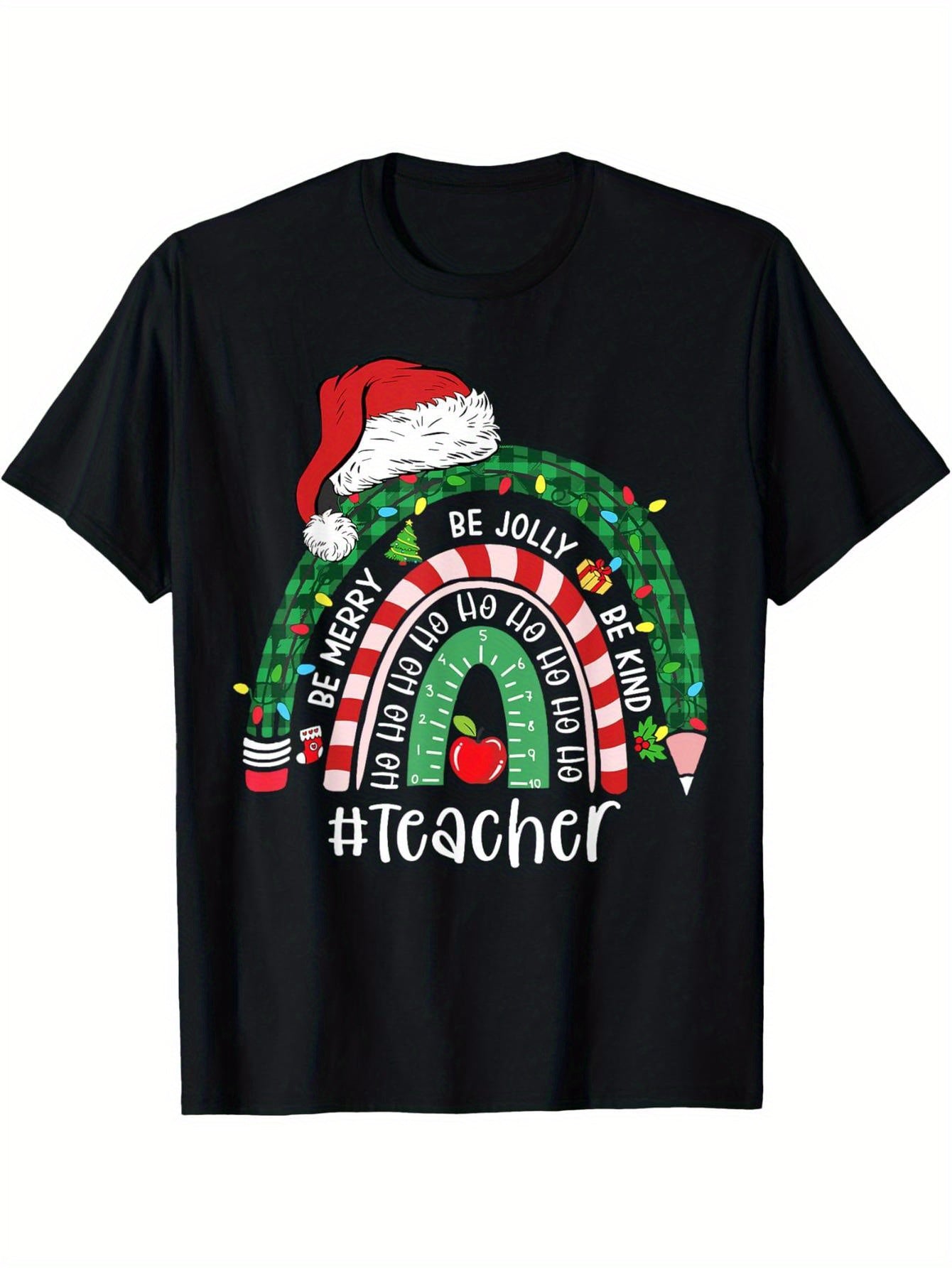 Merry Merry Kind Christmas Rainbow Christmas Teacher T-Shirt