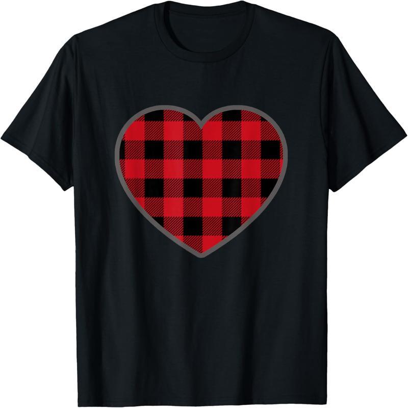 Valentine's Day Buffalo Checked T-Shirt for Boyfriends and Girlfriends