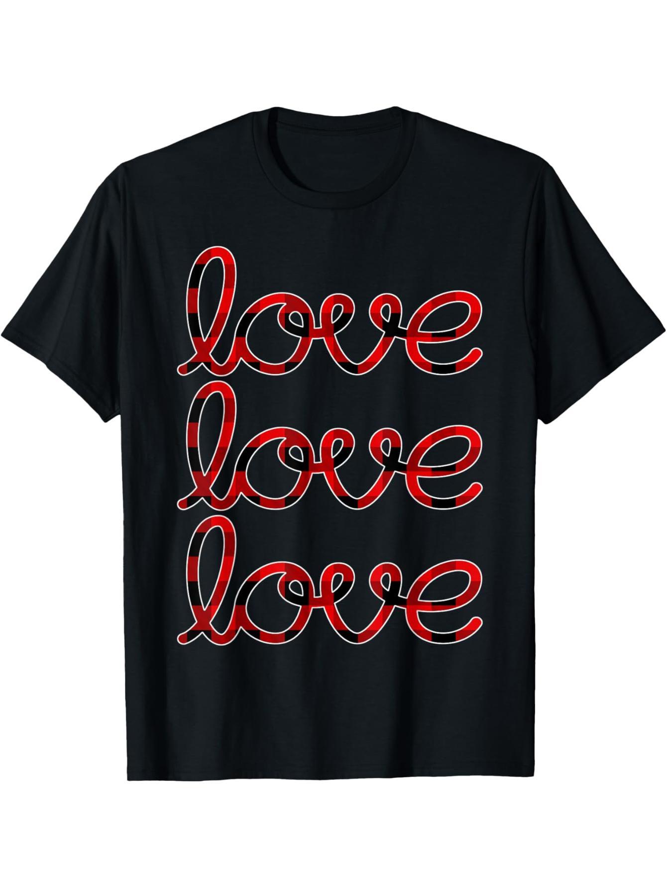 Love Shirt, Women's, Men's, Boys, Girls, Buffalo Plaid, Cute Valentine's Day T-Shirt