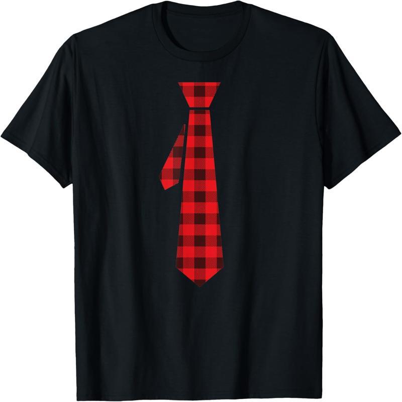 Checked Tie Red Buffalo Checked Christmas Fun Valentine's Day T-Shirt