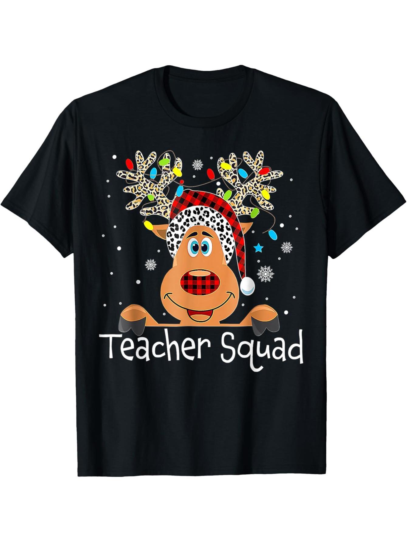 Teacher Squad Reindeer Fun Teacher Christmas T-Shirt